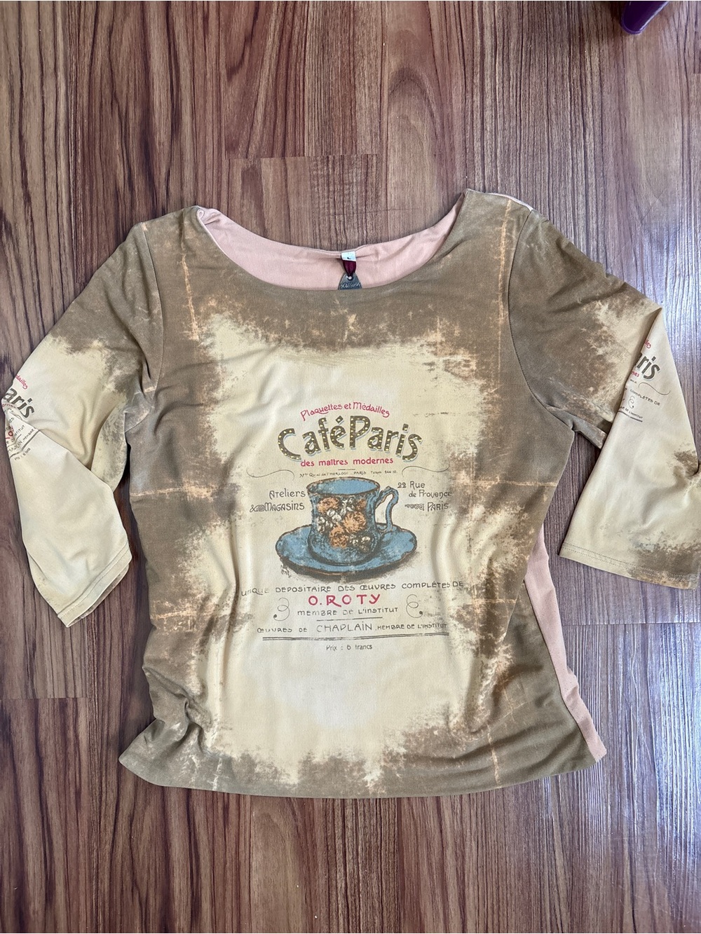 Y2K Embellished Top with Boatneck and Quarter Sleeves